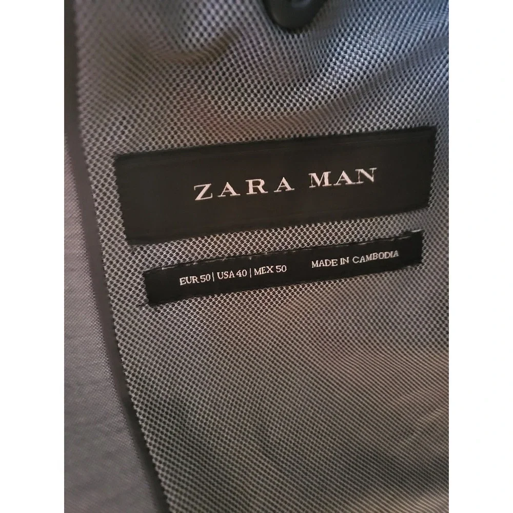 ZARA MAN Gray‎ Slim Fit Blazer Jacket Size 40R Sport Coat Size 40 US Medium
